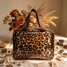 Bag, Storage Bag, Mahjong Storage, Brown Leopard Print Jelly Tote for Game Night, Birthday or Mother's Day Gift for Mahjong Player