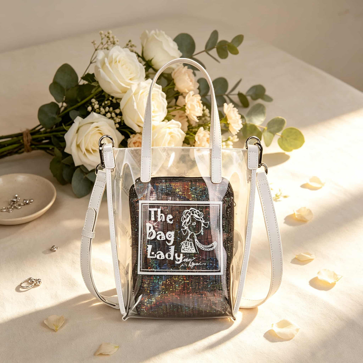Bag Set, Storage Bag, Mahjong Storage, Clear PVC Jelly Tote for Game Night, Birthday or Christmas Gift for Women, Mahjong Birthday Gift