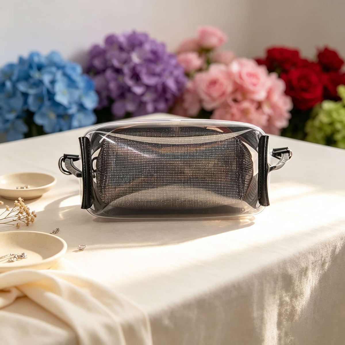 Bag Set, Storage Bag, Mahjong Storage, Clear PVC Jelly Tote for Game Night, Birthday or Christmas Gift for Women, Mahjong Birthday Gift
