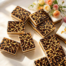 Mahjong Set, Mahjong Tiles, American with Brown Leopard Print Resin Tiles, Vintage Style Game for Club Play, Birthday, For Mahjong Club Play