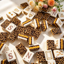 Mahjong Set, Mahjong Tiles, American with Brown Leopard Print Resin Tiles, Vintage Style Game for Club Play, Birthday, For Mahjong Club Play