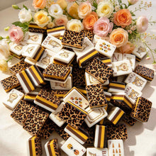 Mahjong Set, Mahjong Tiles, American with Brown Leopard Print Resin Tiles, Vintage Style Game for Club Play, Birthday, For Mahjong Club Play