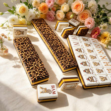 Mahjong Set, Mahjong Tiles, American with Brown Leopard Print Resin Tiles, Vintage Style Game for Club Play, Birthday, For Mahjong Club Play