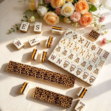 Mahjong Set, Mahjong Tiles, American with Brown Leopard Print Resin Tiles, Vintage Style Game for Club Play, Birthday, For Mahjong Club Play