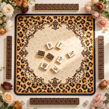Mahjong Set, Mahjong Tiles, American with Brown Leopard Print Resin Tiles, Vintage Style Game for Club Play, Birthday, For Mahjong Club Play