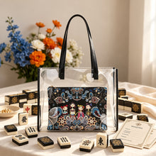 Handbag, Two-Piece Set, Mahjong Storage Set, Black Transparent Jelly Game Night Bag, Birthday or Christmas Gift for Mahjong Player