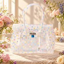 Mahjong Bag, Mahjong Storage Bag, Colorful Polka Dot Transparent Jelly Handbag, Blue TPU Game Night Birthday Gift, Transparent Jelly Bag