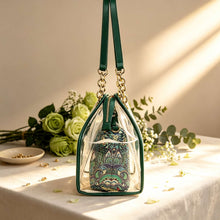 Mahjong Storage Bag, Green Transparent Jelly Shoulder Handbag for Game Night, Birthday or Christmas Gift for Mahjong Player