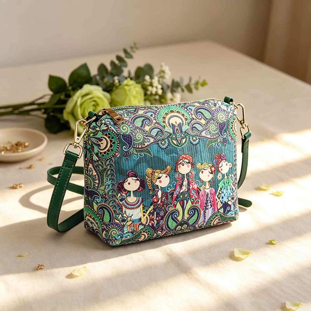 Mahjong Storage Bag, Green Transparent Jelly Shoulder Handbag for Game Night, Birthday or Christmas Gift for Mahjong Player