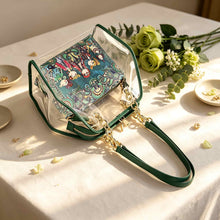 Mahjong Storage Bag, Green Transparent Jelly Shoulder Handbag for Game Night, Birthday or Christmas Gift for Mahjong Player