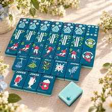 American Mahjong Set, American, 160 Teal Acrylic Ski and Winter Tiles, Christmas or Birthday Gift for Mom, Home Game Night