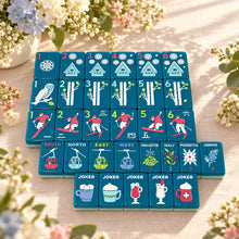 American Mahjong Set, American, 160 Teal Acrylic Ski and Winter Tiles, Christmas or Birthday Gift for Mom, Home Game Night