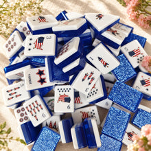Mahjong Set, Blue Shimmer Acrylic American Tile Set for Family Game Night, Birthday Gift for Mom, Christmas Mahjong Gift