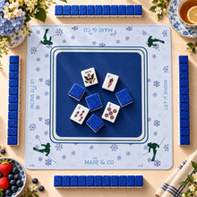 Mahjong Set, Blue Shimmer Acrylic American Tile Set for Family Game Night, Birthday Gift for Mom, Christmas Mahjong Gift