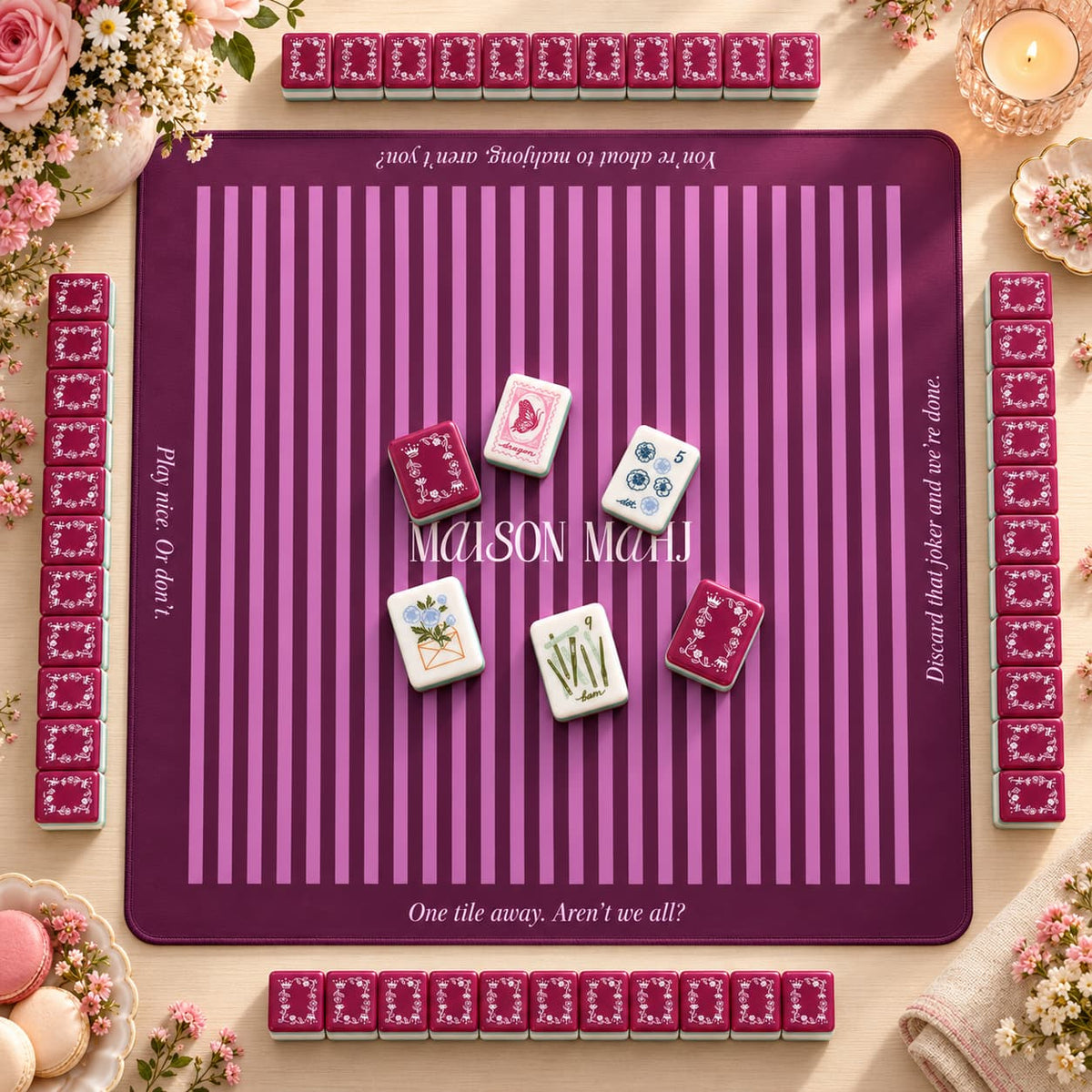 Mahjong Set, Acrylic Double-Layer, American, 160 Tiles with White Base and Green Edge, Birthday or Christmas Gift for Mom