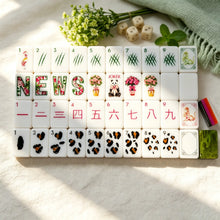 American Acrylic Mahjong Tiles, Mahjong Set, White Animal Theme with Green Patterned Backs, Birthday Mahjong, Gift For Mahjong Lover