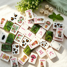 American Acrylic Mahjong Tiles, Mahjong Set, White Animal Theme with Green Patterned Backs, Birthday Mahjong, Gift For Mahjong Lover