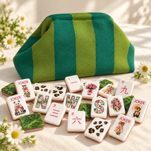 American Acrylic Mahjong Tiles, Mahjong Set, White Animal Theme with Green Patterned Backs, Birthday Mahjong, Gift For Mahjong Lover