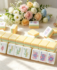 Mahjong Set, Mahjong Tiles, American, Yellow Acrylic, Family Game Night Set, Birthday and Christmas Gift for Mom, Mahjong Gift For Friend