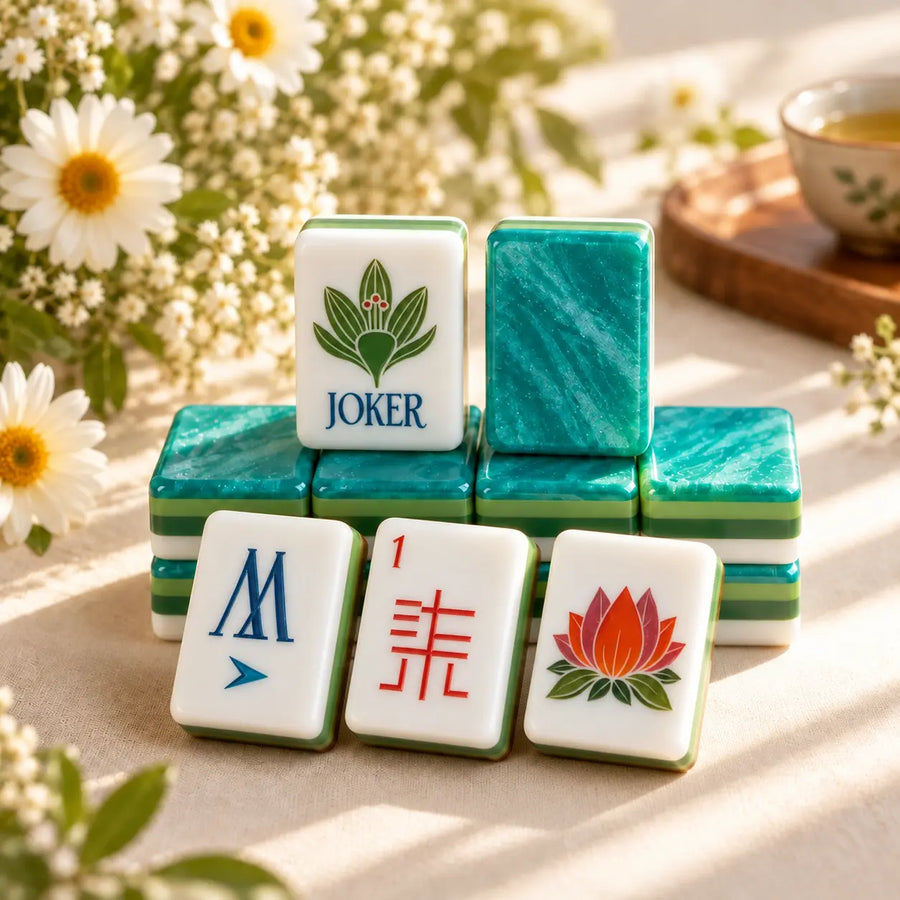 American Mahjong Set, 160 Green 4-Layer Acrylic Sand Flow Effect Mahjong Tiles, Christmas Gift for Mom, Perfect for Family Game Night