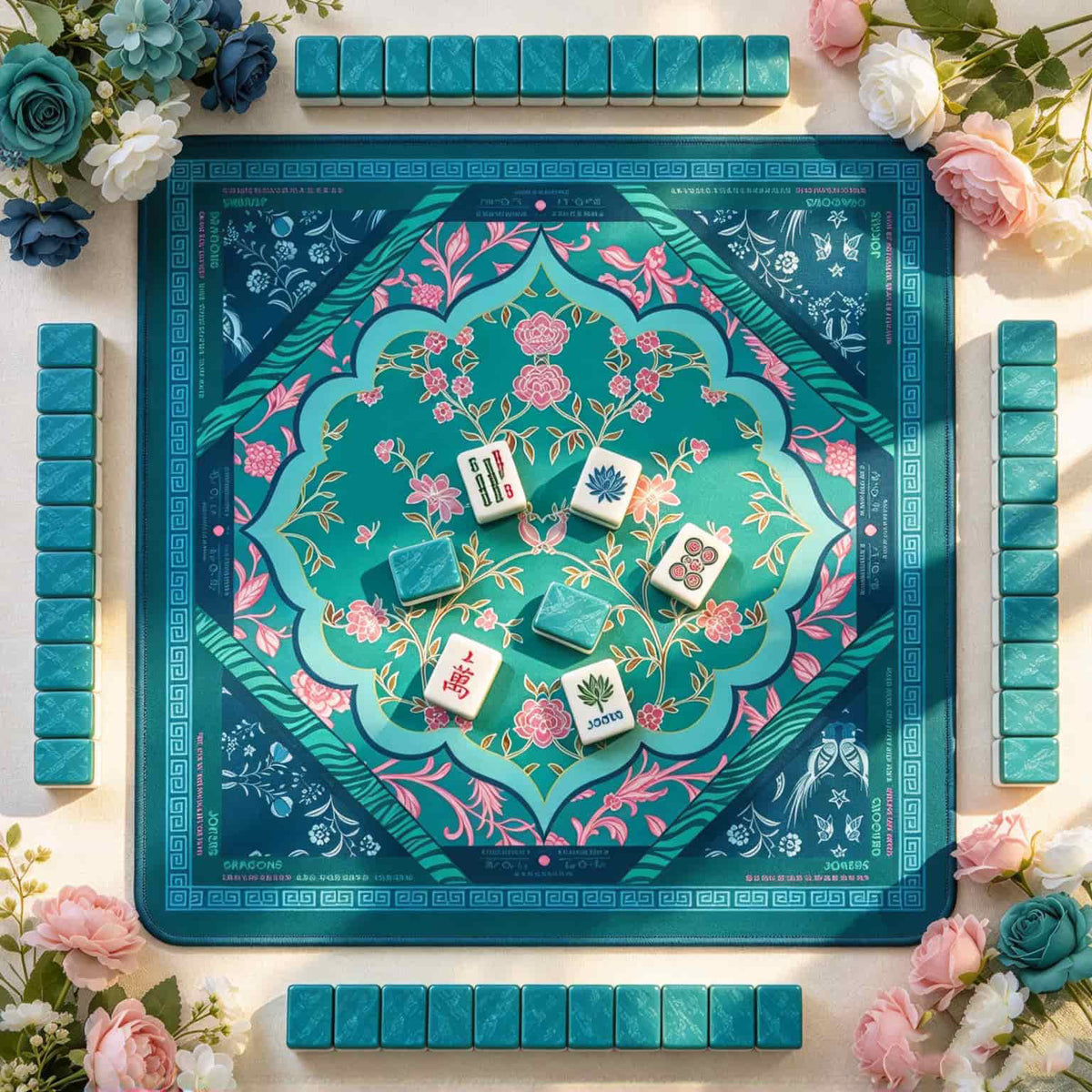 American Mahjong Set, 160 Green 4-Layer Acrylic Sand Flow Effect Mahjong Tiles, Christmas Gift for Mom, Perfect for Family Game Night