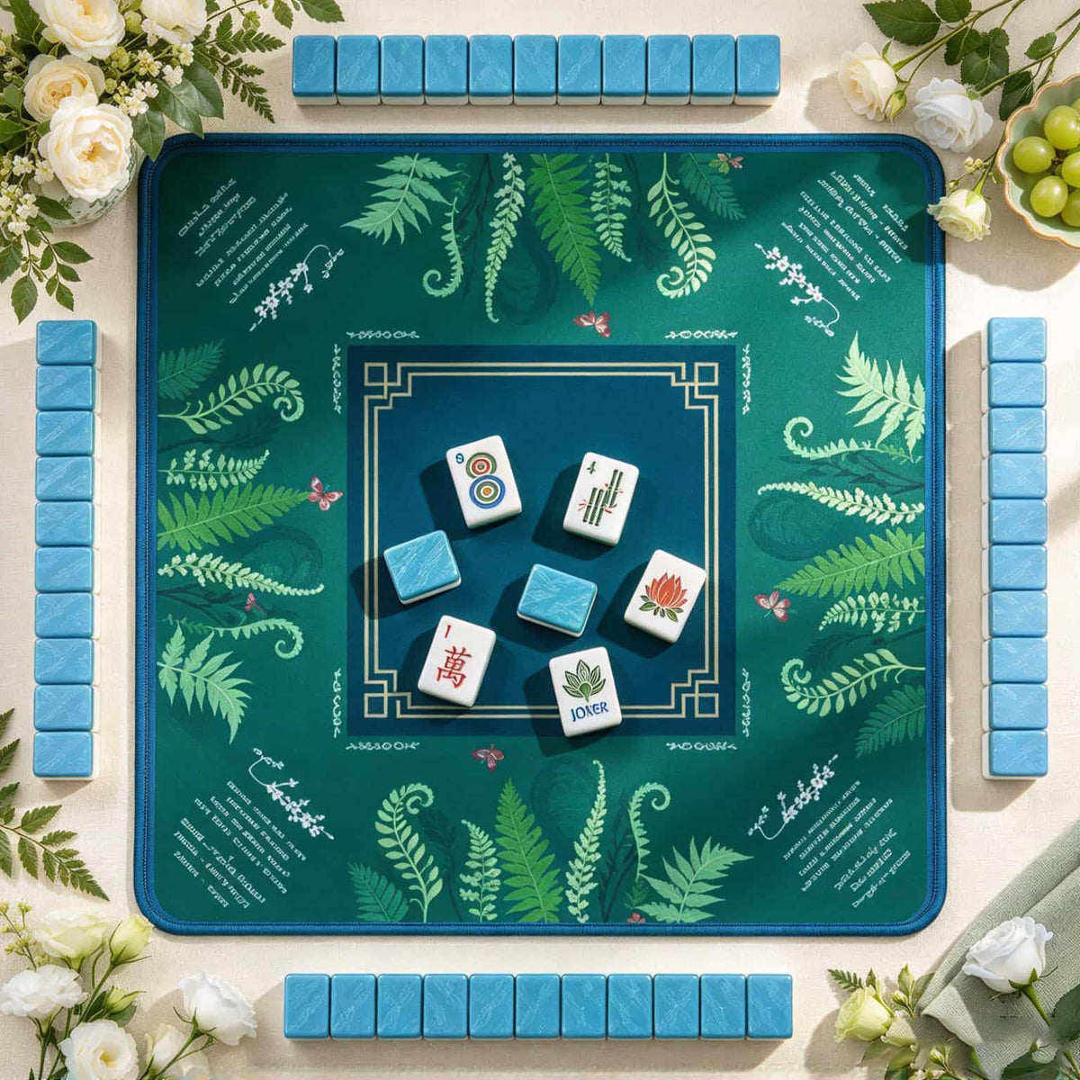 American Mahjong Set, 160 Green 4-Layer Acrylic Sand Flow Effect Mahjong Tiles, Christmas Gift for Mom, Perfect for Family Game Night