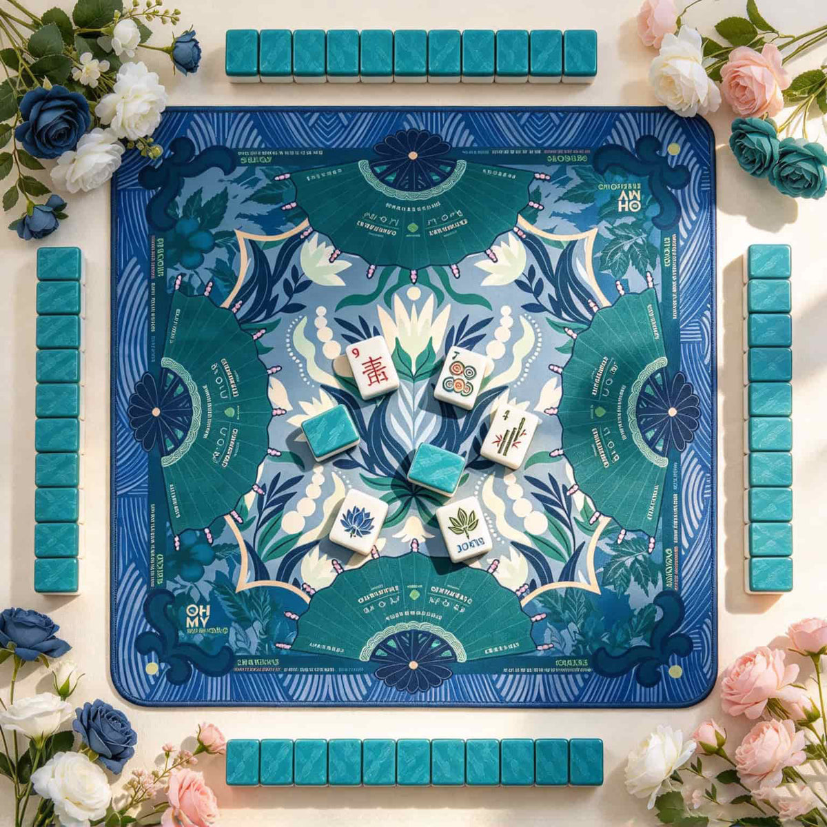 American Mahjong Set, 160 Green 4-Layer Acrylic Sand Flow Effect Mahjong Tiles, Christmas Gift for Mom, Perfect for Family Game Night