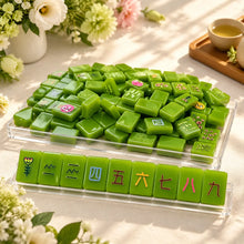 Mahjong Set, American with Bright Green Acrylic Tiles, Traditional Tabletop Game for Family Game Night, Christmas Gift for Mom