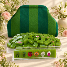 Mahjong Set, American with Bright Green Acrylic Tiles, Traditional Tabletop Game for Family Game Night, Christmas Gift for Mom