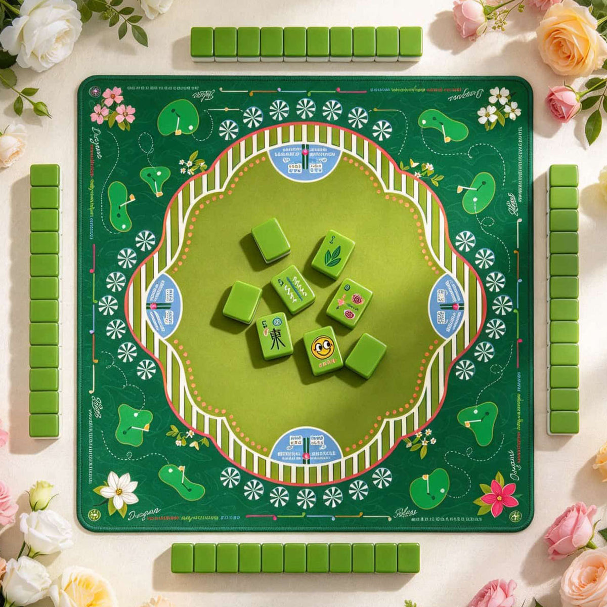 Mahjong Set, American with Bright Green Acrylic Tiles, Traditional Tabletop Game for Family Game Night, Christmas Gift for Mom