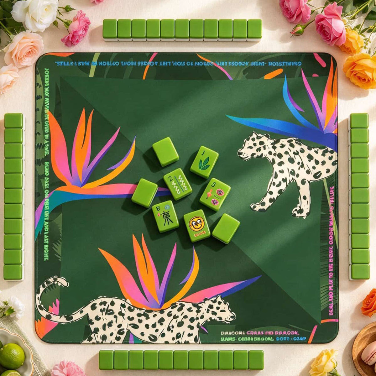 Mahjong Set, American with Bright Green Acrylic Tiles, Traditional Tabletop Game for Family Game Night, Christmas Gift for Mom
