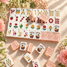 Mahjong Set, American with Pink and Orange Acrylic Tiles, Colorful Decorative Game for Family Night, Birthday or Christmas Gift for Mom