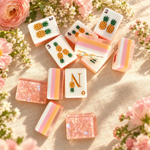 Mahjong Set, American with Pink and Orange Acrylic Tiles, Colorful Decorative Game for Family Night, Birthday or Christmas Gift for Mom
