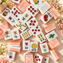 Mahjong Set, American with Pink and Orange Acrylic Tiles, Colorful Decorative Game for Family Night, Birthday or Christmas Gift for Mom