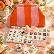 Mahjong Set, American with Pink and Orange Acrylic Tiles, Colorful Decorative Game for Family Night, Birthday or Christmas Gift for Mom