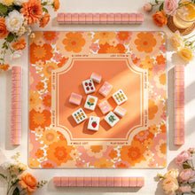 Mahjong Set, American with Pink and Orange Acrylic Tiles, Colorful Decorative Game for Family Night, Birthday or Christmas Gift for Mom