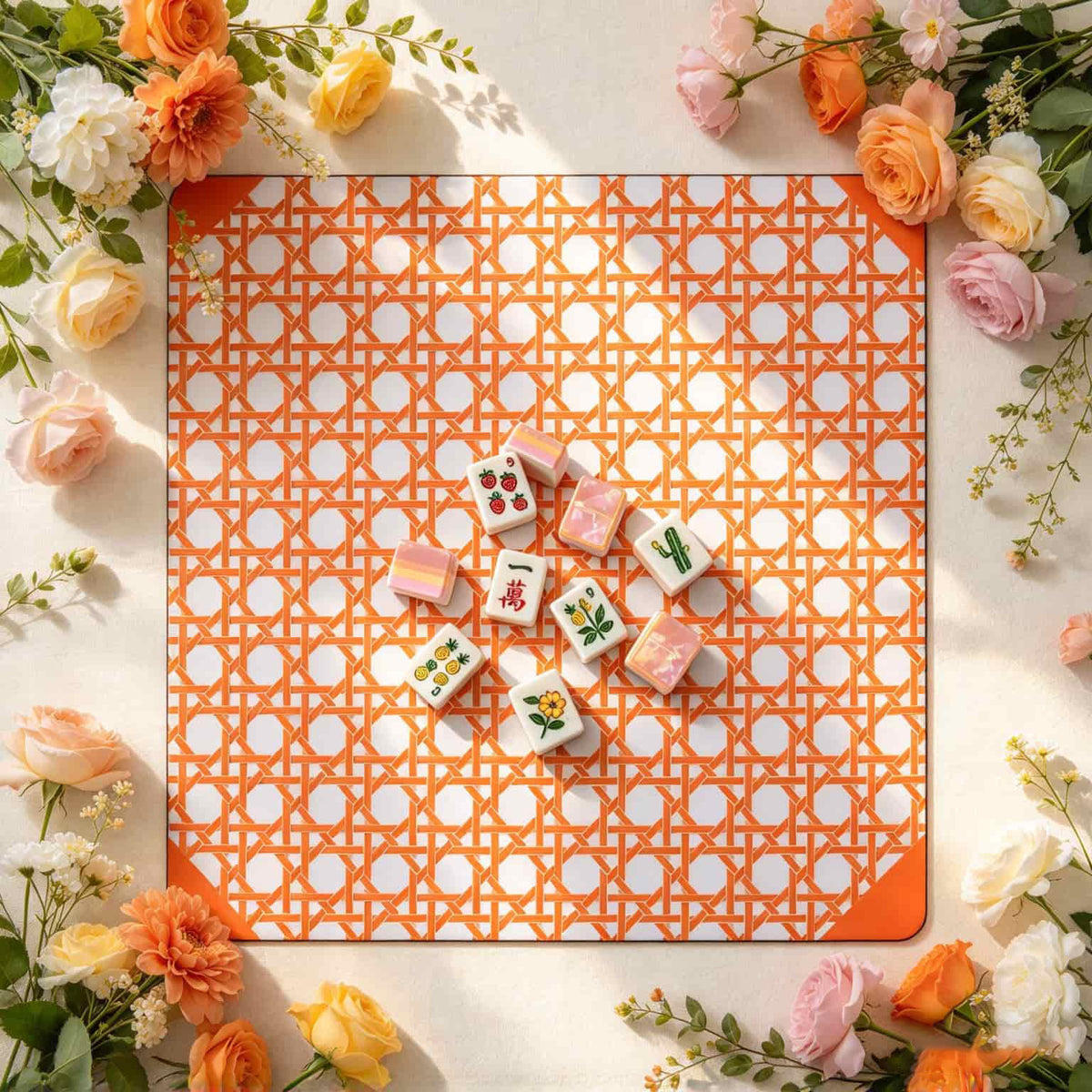 Mahjong Set, American with Pink and Orange Acrylic Tiles, Colorful Decorative Game for Family Night, Birthday or Christmas Gift for Mom