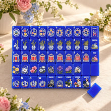 Mahjong Set, American with Royal Blue Acrylic Tiles, Decorative Home Game for Family Night, Birthday and Christmas Gift for Mom