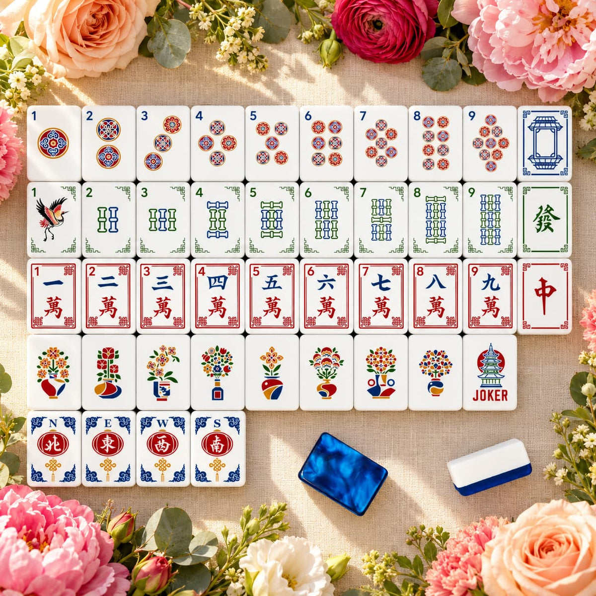 Mahjong Set, Blue Flame Acrylic Mahjong Tiles for Game Night, Christmas Mahjong Gift, Birthday Gift, Mahjong Gift For Friend