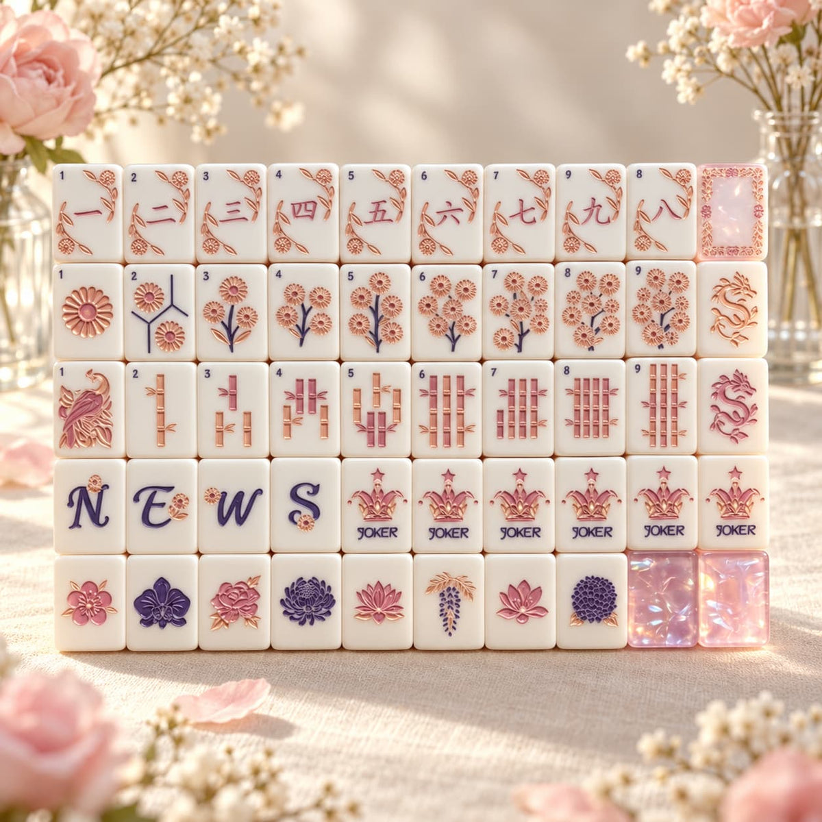 Mahjong Set, Light Purple Pearl Acrylic American Tile Set for Game Night, Gift for Mahjong Player, Birthday or Christmas