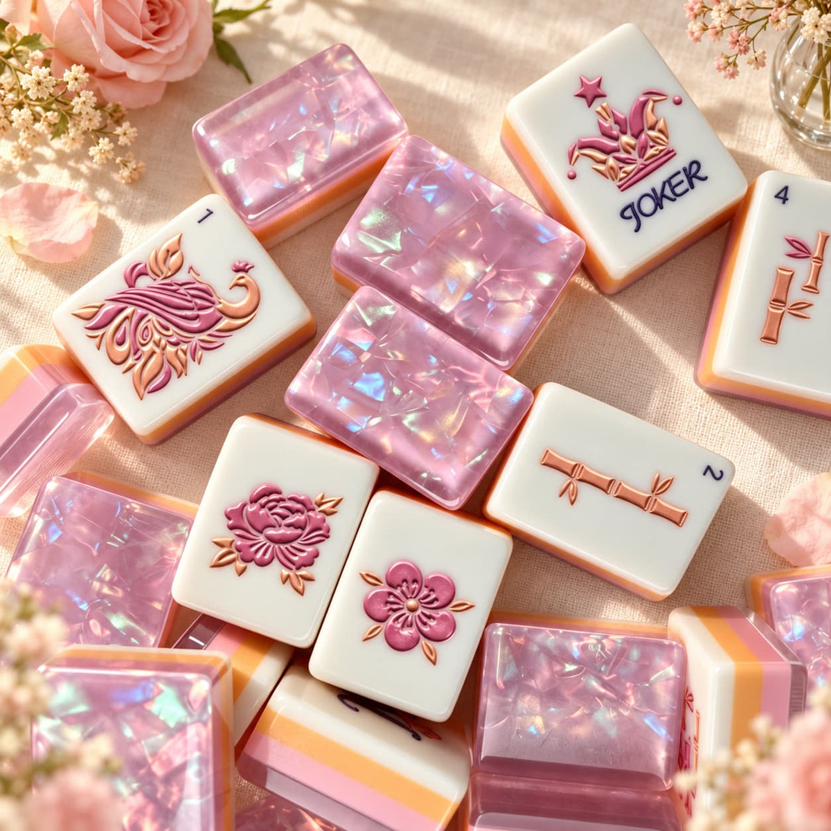 Mahjong Set, Light Purple Pearl Acrylic American Tile Set for Game Night, Gift for Mahjong Player, Birthday or Christmas