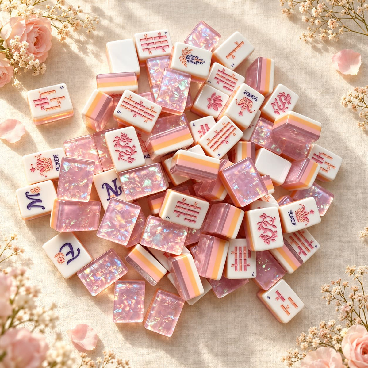 Mahjong Set, Light Purple Pearl Acrylic American Tile Set for Game Night, Gift for Mahjong Player, Birthday or Christmas