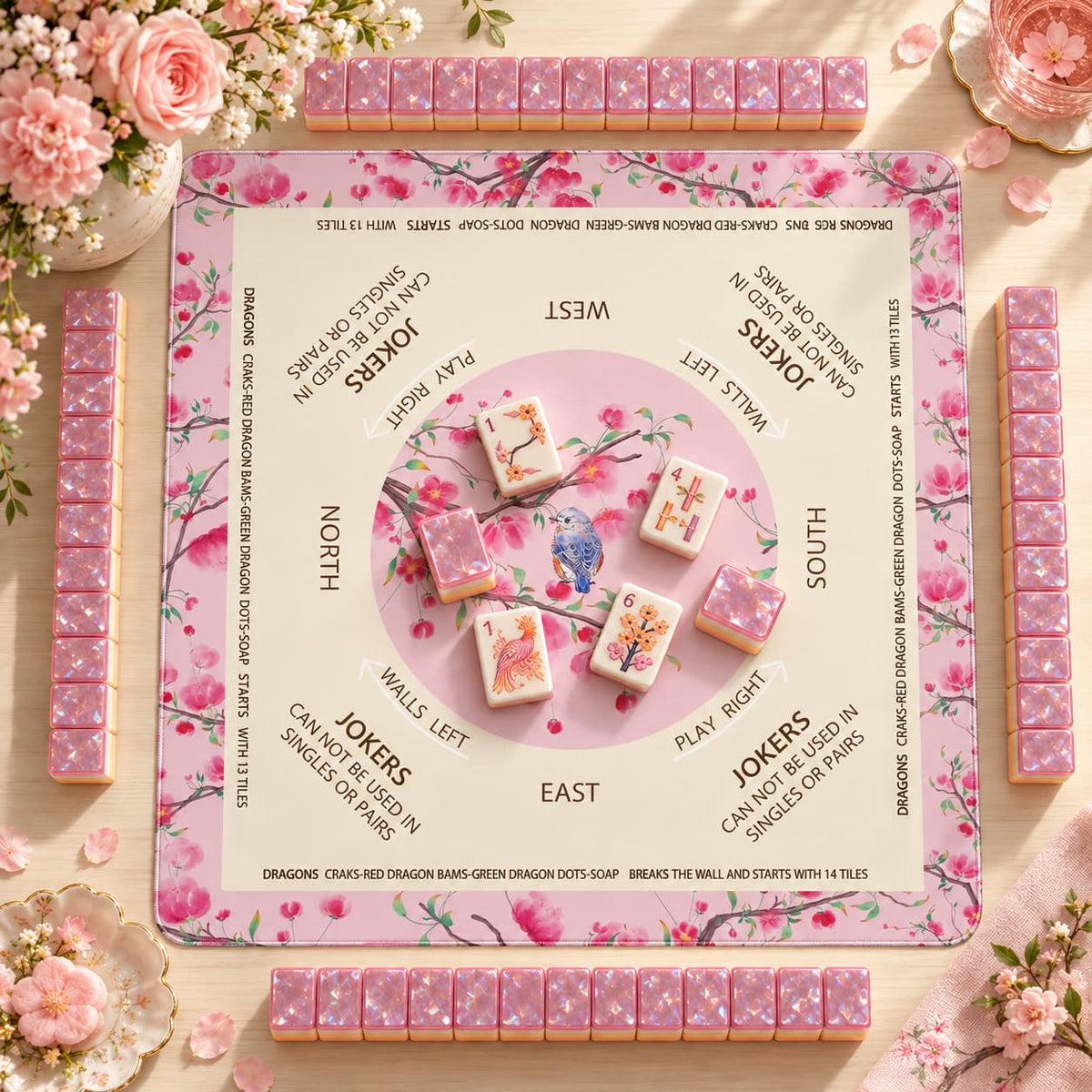 Mahjong Set, Light Purple Pearl Acrylic American Tile Set for Game Night, Gift for Mahjong Player, Birthday or Christmas