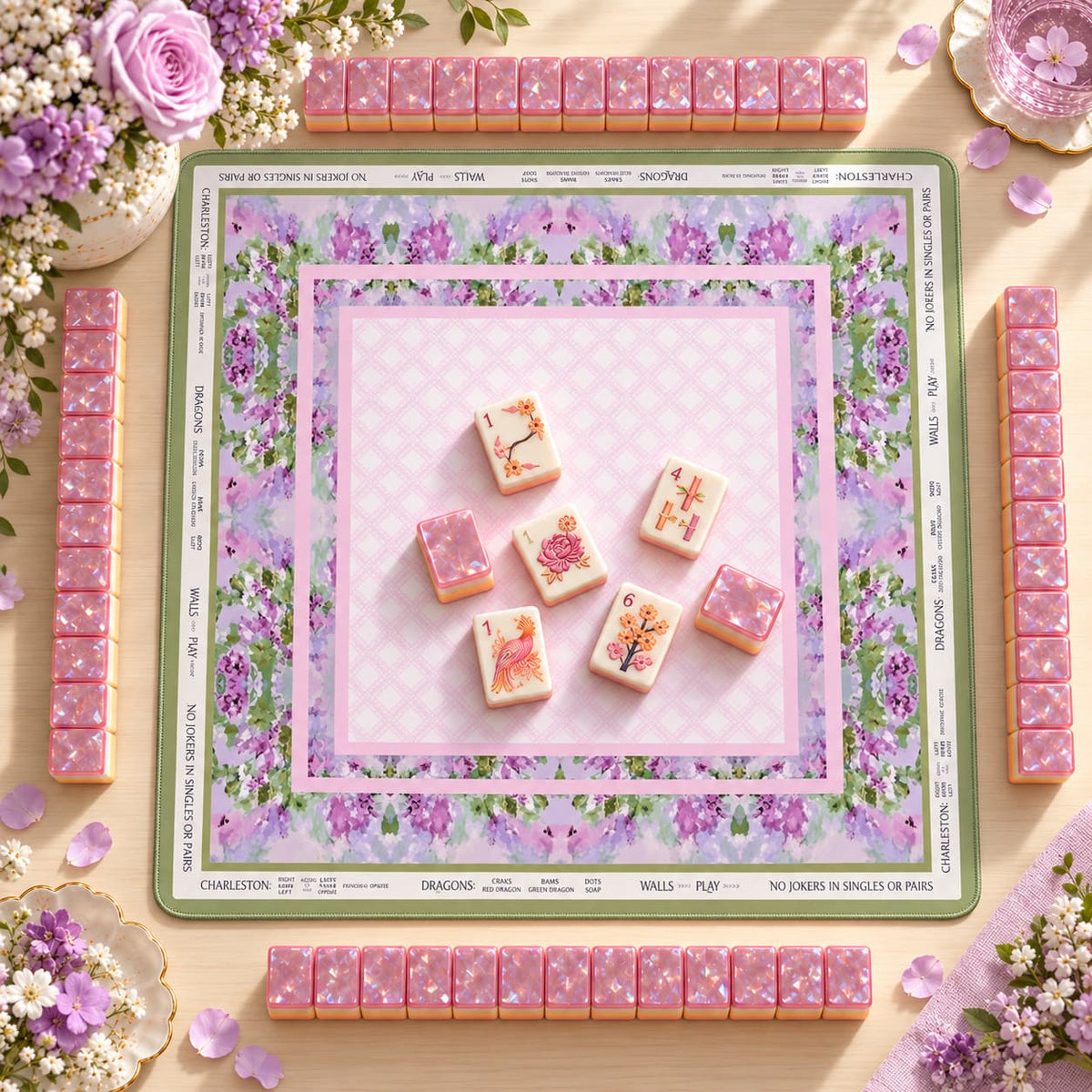 Mahjong Set, Light Purple Pearl Acrylic American Tile Set for Game Night, Gift for Mahjong Player, Birthday or Christmas