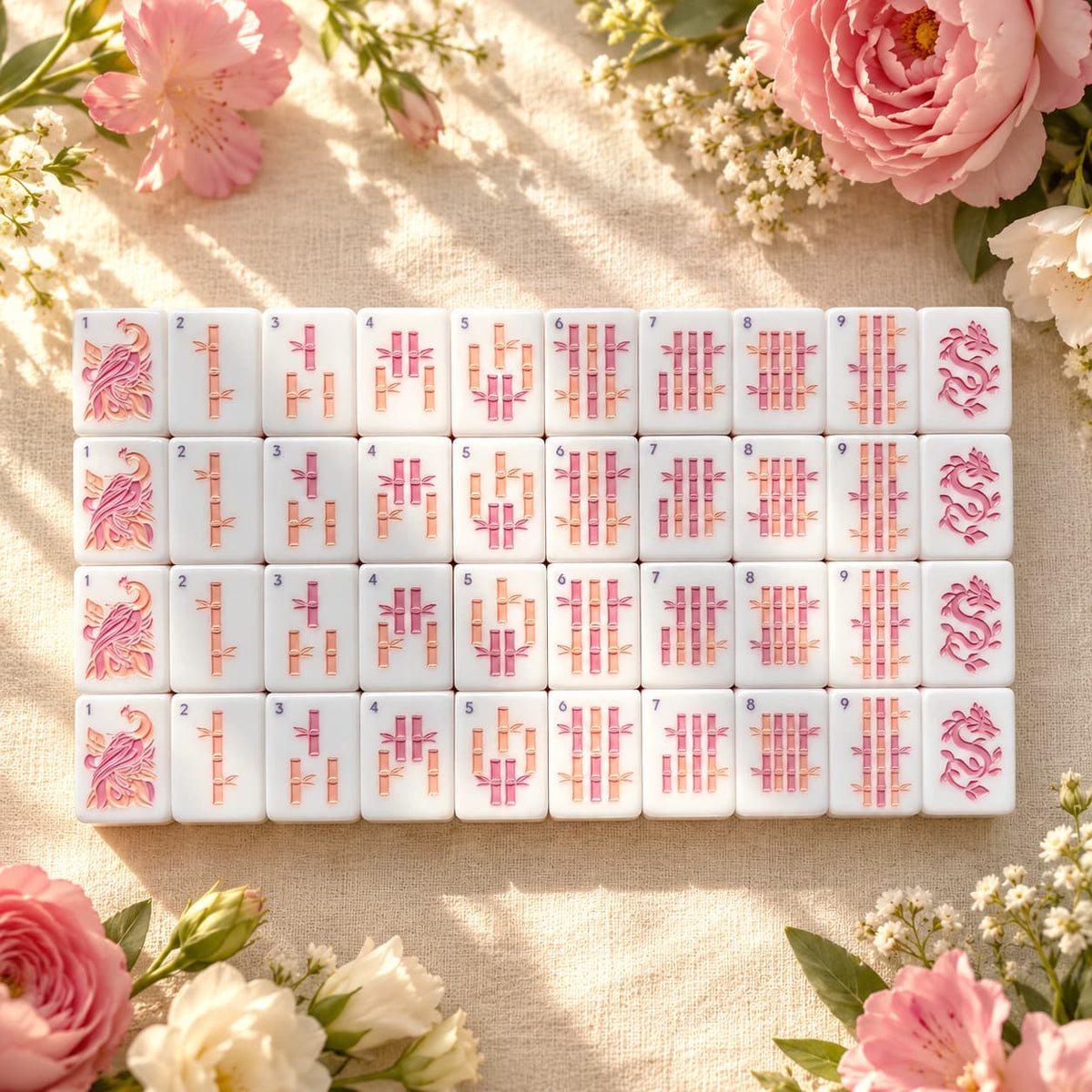 Mahjong Set, Pink Mother-of-Pearl American Tile Set for Game Night, Birthday Gift for Women, Christmas Party Game, Mahjong Gift For Wife