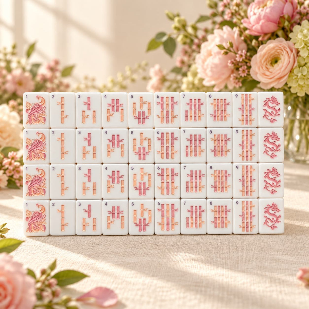 Mahjong Set, Pink Mother-of-Pearl American Tile Set for Game Night, Birthday Gift for Women, Christmas Party Game, Mahjong Gift For Wife