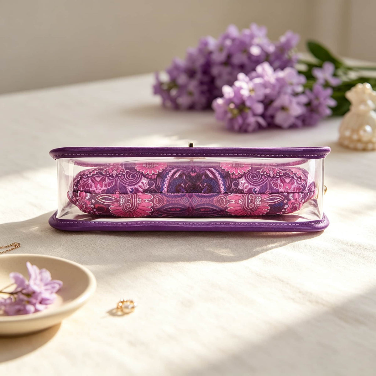 Mahjong Bag, Transparent Jelly Bag, Mahjong Storage Bag, Purple Transparent Jelly Handbag for Women, Game Night Birthday or Christmas Gift