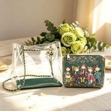 Mahjong Storage Bag Two-Piece Set, Clear Green Jelly Style Organizer for Game Night, Birthday and Christmas Gift