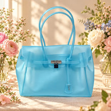 Tote Style Mahjong Bag, Mahjong Storage Bag, Lake Blue TPU Jelly Tote for Mahjong Player, Game Night and Birthday Gift