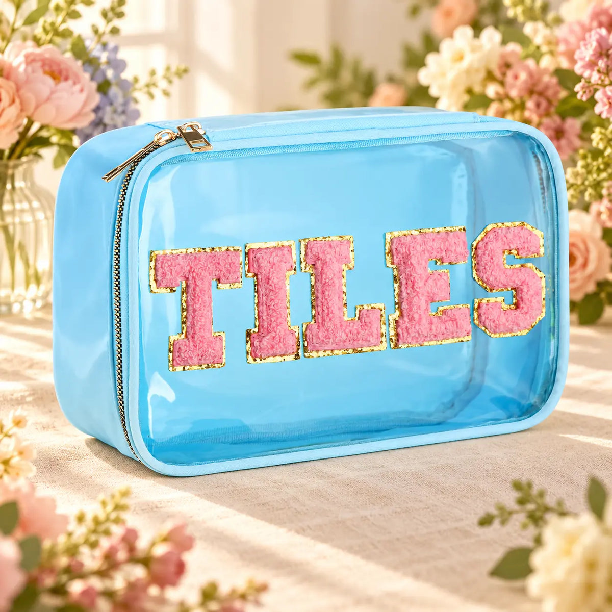 Tote Style Mahjong Bag, Mahjong Storage Bag, Lake Blue TPU Jelly Tote for Mahjong Player, Game Night and Birthday Gift